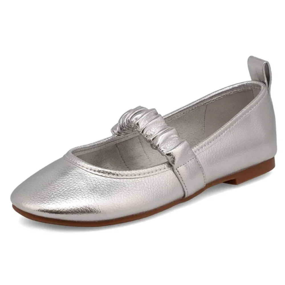 MIA Womens Uliana Ballet Flats Size 8 M EU 38.5 Silver Leather NWOB